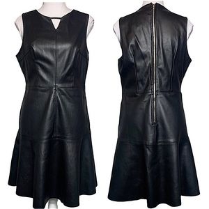 LILY RAIN: NWT Black Sleeveless A-Line Faux Leather Dress - Size Medium